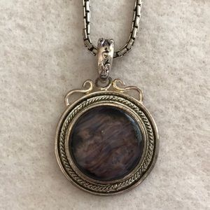 Silver and purple stone necklace